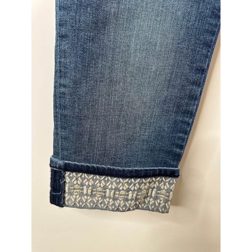 NYDJ Womens Jeans Dayla Wide Cuff Capri Blue Denim Medium Wash Mid Rise 10 - Picture 5 of 13